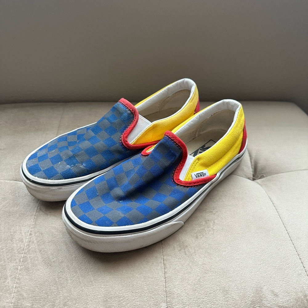 Vans Blue and Yellow Checkerboard Sneakers